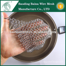 round stainless steel iron cast cleaner/skillet scrubber/stainless steel cast iron scrubber